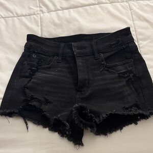 American Eagle Black Distressed Jean Shorts